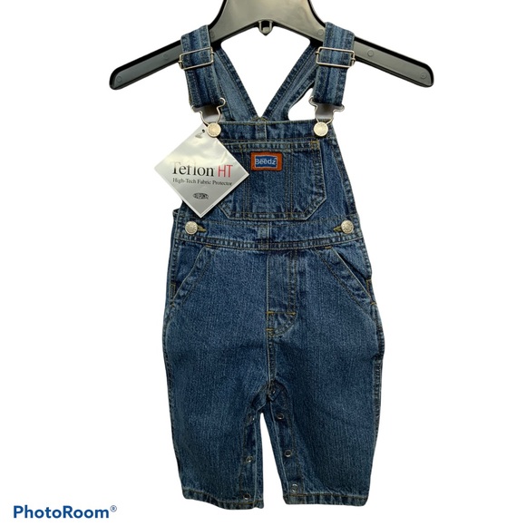 Beedz Baby Bib Overalls Denim Jean Onesie Snap Adjustable Straps Unisex 12 Mo - Picture 11 of 11
